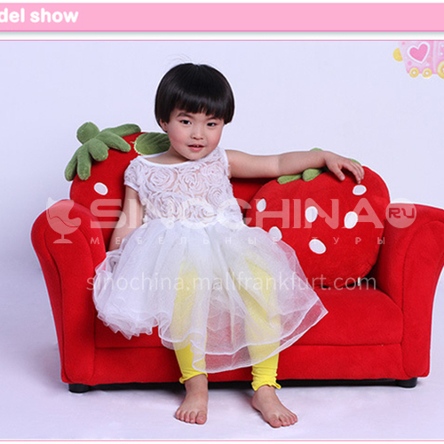 BF-SF-261 Children's Coral Fleece Plastic Foot Fashion Double Strawberry Sofa